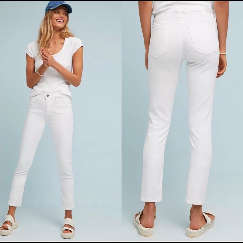 AG Adriano Goldschmied The Abbey Mid-Rise Super Skinny White Ankle Jeans 27 R